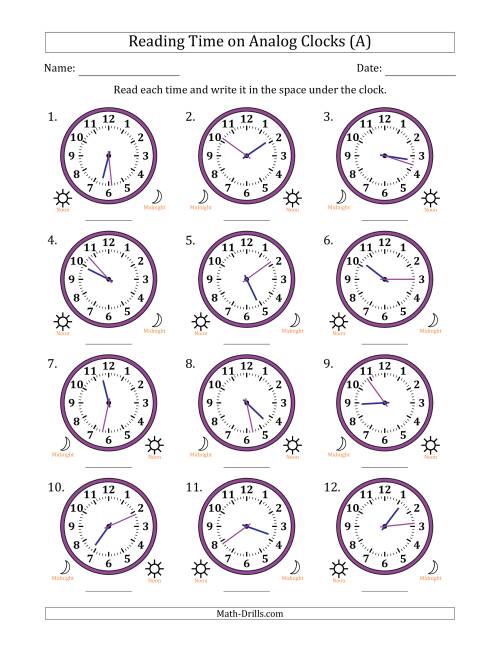 reading time worksheet for grade 1