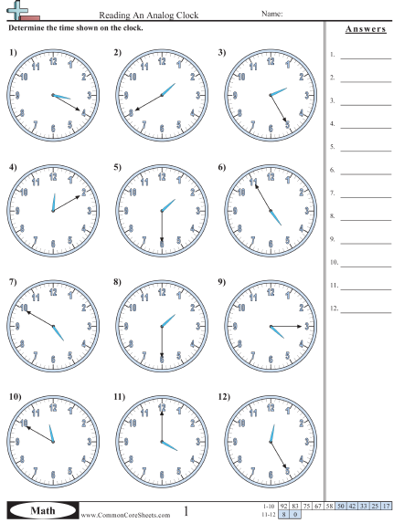 Time Worksheets | Free - CommonCoreSheets