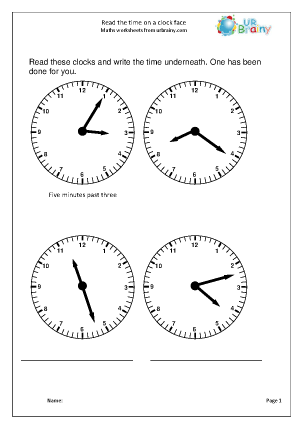 Read time to the minute - Measuring and Time Worksheets for Year 3 ...