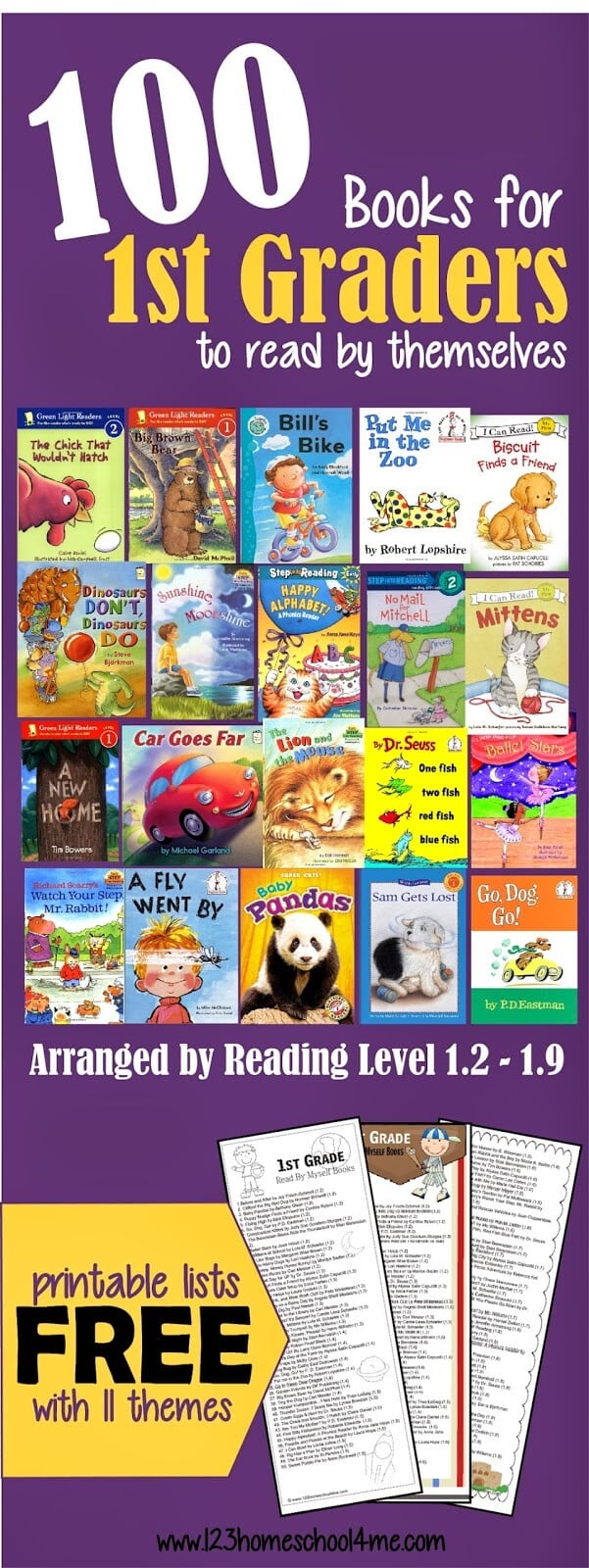 ? 100 FUN 1st Grade Reading Level Books (Free Printable pdf)