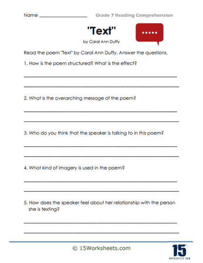 Grade 7 Reading Comprehension Worksheets