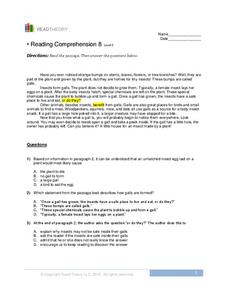 Reading Comprehension 8 Worksheet for 7th - 8th Grade | Lesson Planet