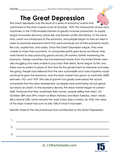 Grade 8 Reading Comprehension Worksheets