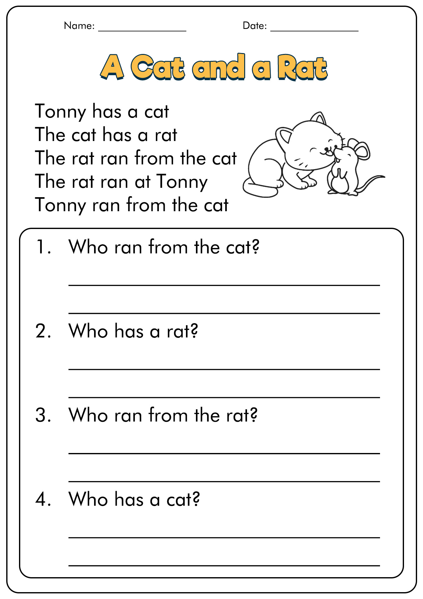 9 First Grade Reading Comprehension Worksheets - Free PDF at ...