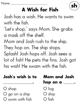 First Grade Reading Comprehension Passages and Questions Phonics ...