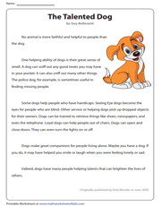 reading worksheet for 3rd grade printable