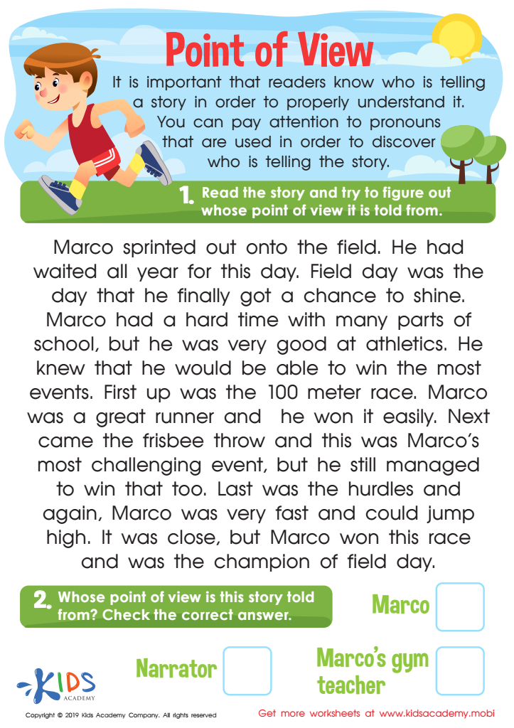 reading worksheet for 3rd graders