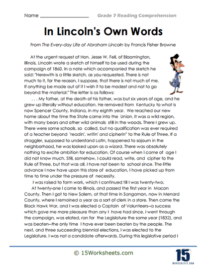 Grade 7 Reading Comprehension Worksheets