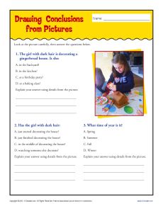 Drawing Conclusions from Pictures | Worksheets for 4th and 5th Grade