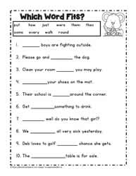 reading worksheet for first grade
