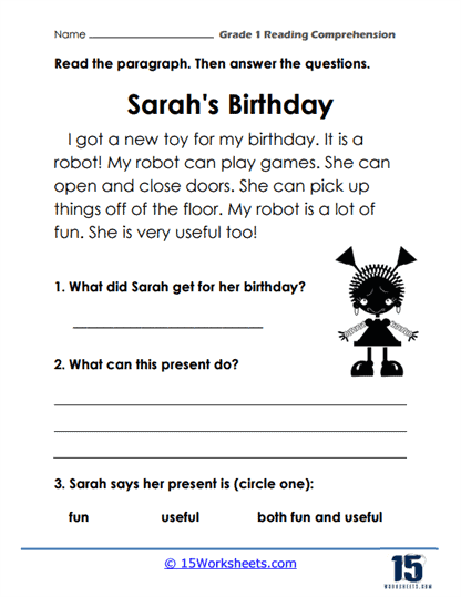 Grade 1 Reading Comprehension Worksheets