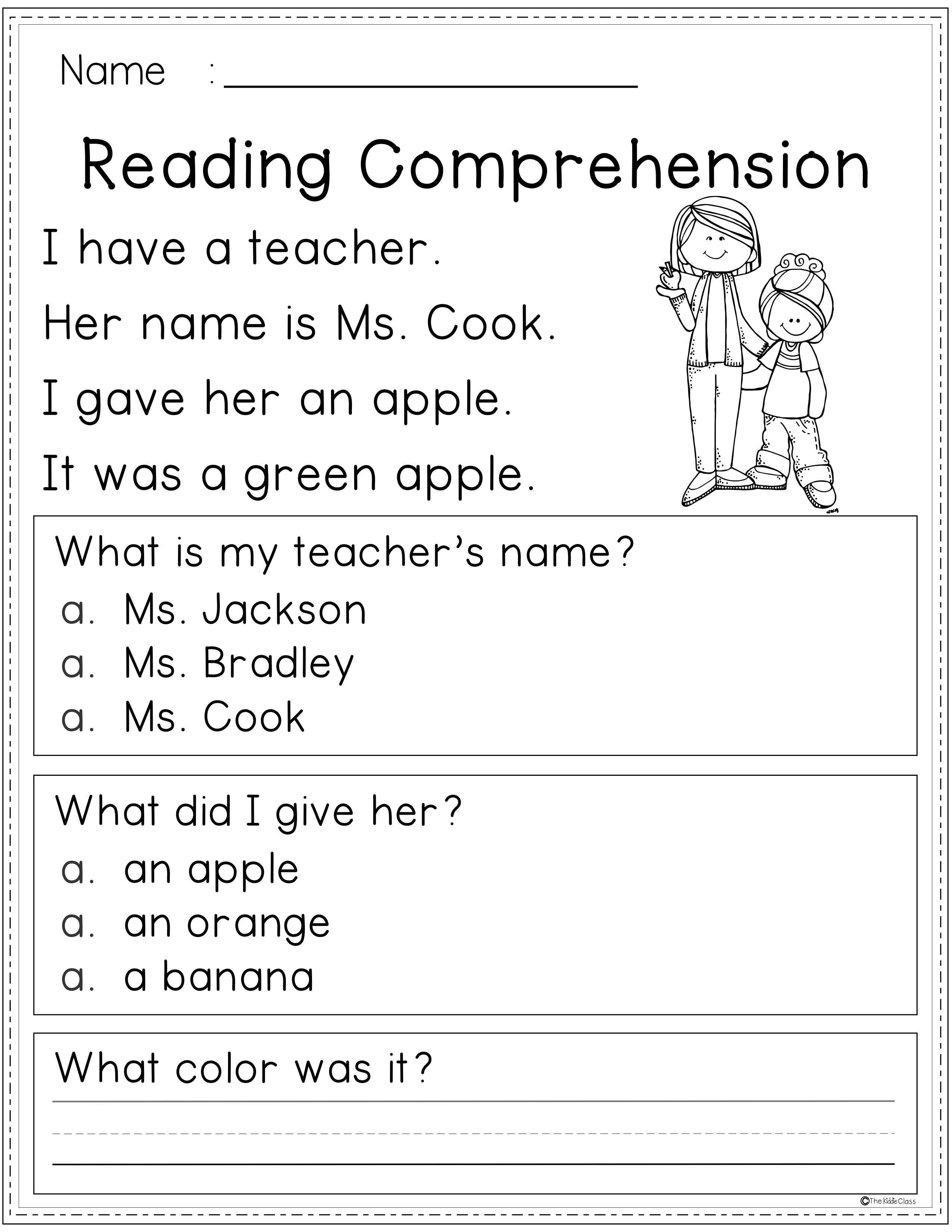 Free Reading Comprehension | Kindergarten reading worksheets ...