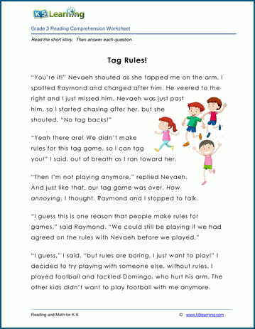 Tag Rules! - Grade 3 Childrens Story | Worsheets library