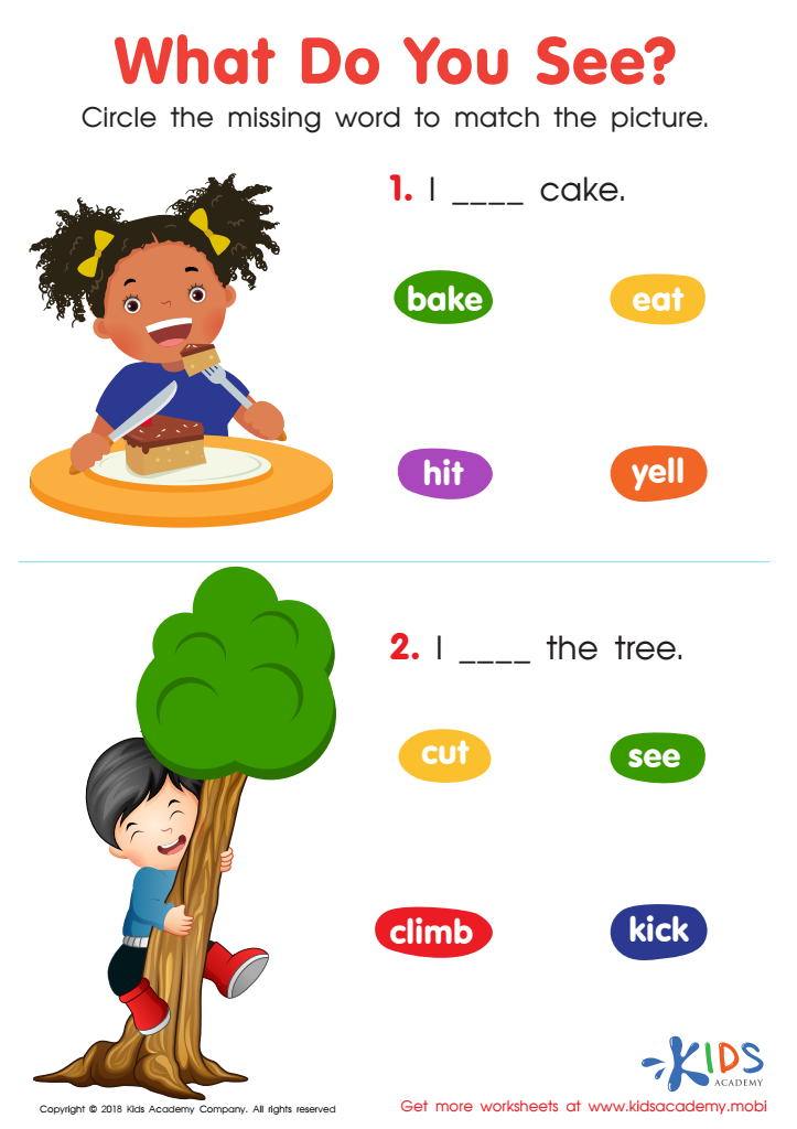 What Do You See? Worksheet: Free Reading Printable PDF for Kids