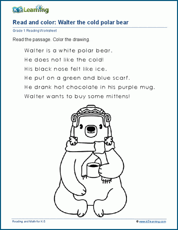 Read and color worksheets for grade 1 | Worsheets library