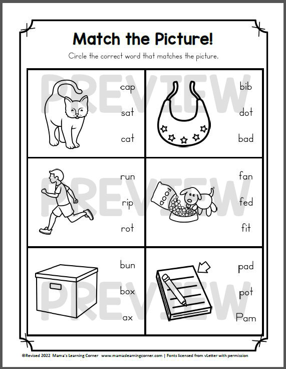 Kindergarten Reading and Phonics Packet 1 - Mamas Learning Corner