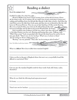 Reading comprehension: dialects | 5th grade Reading Worksheet ...