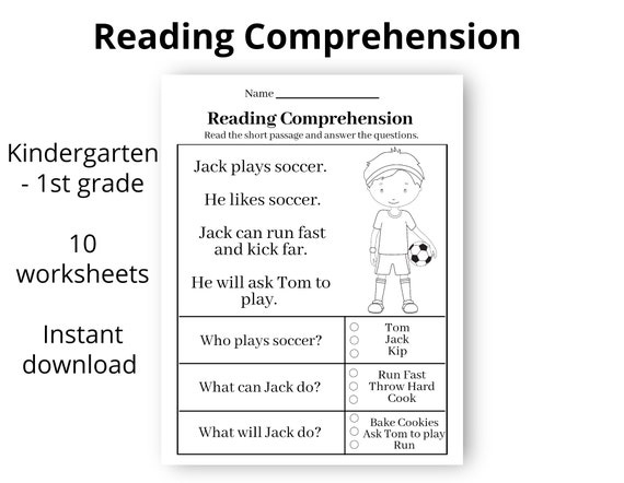 Reading Comprehension Printable Worksheet First Grade Kindergarten ...