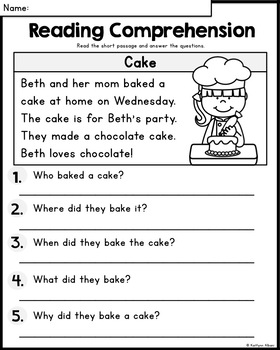 reading worksheet with questions