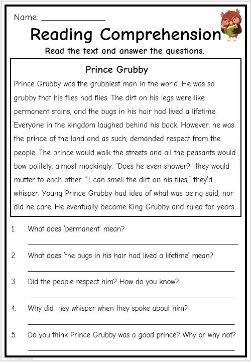Reading Comprehension Worksheets Free Printables English