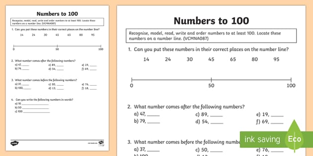 reading writing and ordering numbers worksheet