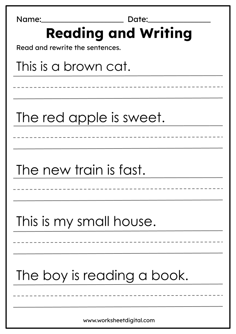 Reading and Writing Practice - Worksheet Digital