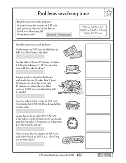 Real-life problems: time | 3rd grade Math Worksheet | GreatSchools