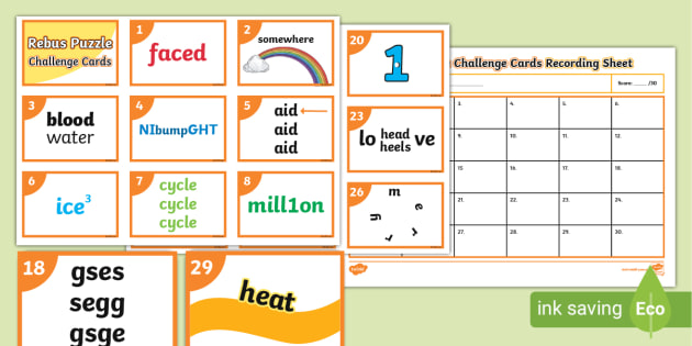 Rebus Puzzle Challenge Cards | Lateral Thinking Resources