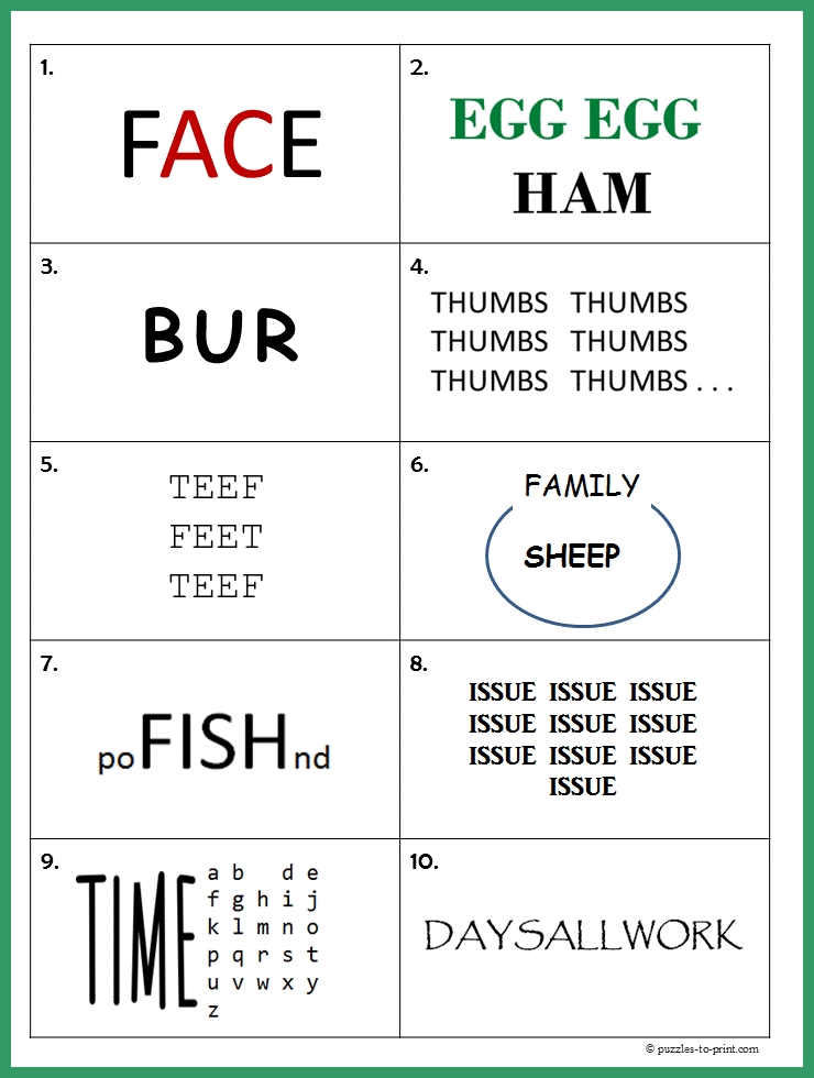 rebus puzzles worksheet with answers