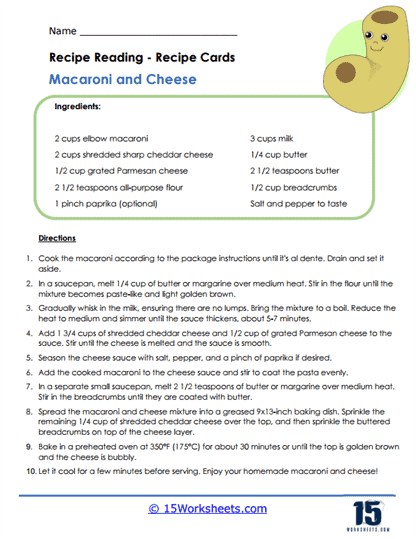 Reading a Recipe Worksheets - 15 Worksheets Library
