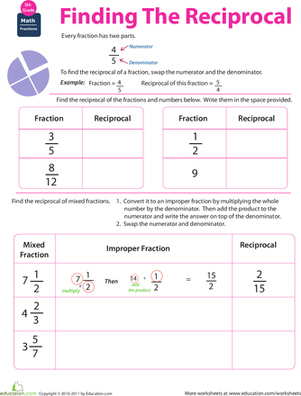 Fraction Math: Find the Reciprocal | Worksheet 