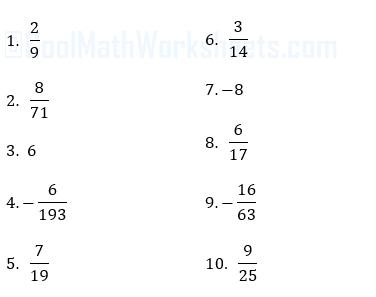 reciprocal worksheet