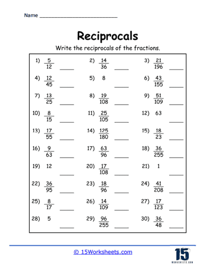 Reciprocals Worksheets - 15 Worksheets Library