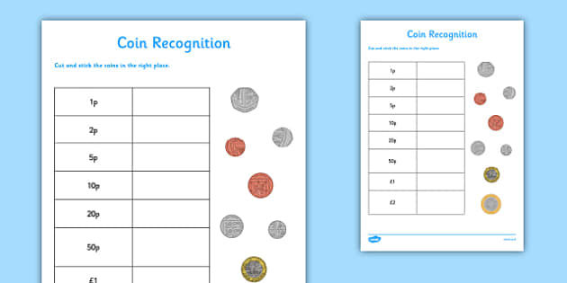 Coin Recognition Worksheet (teacher made) - Twinkl