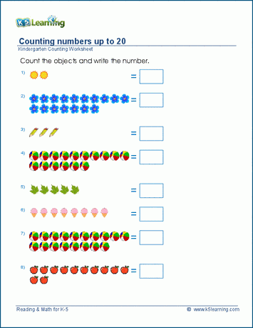 Counting to 20 worksheets | Worsheets library