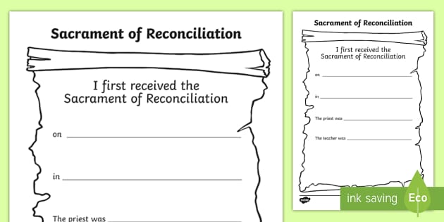 Sacrament of Reconciliation Certificate (teacher made)