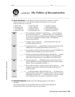 reconstruction worksheet