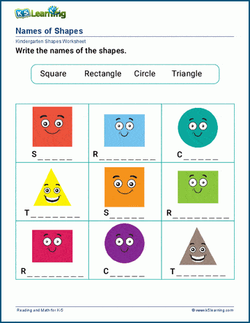 Names of Shapes Worksheets for Preschool and Kindergarten | Worsheets library...