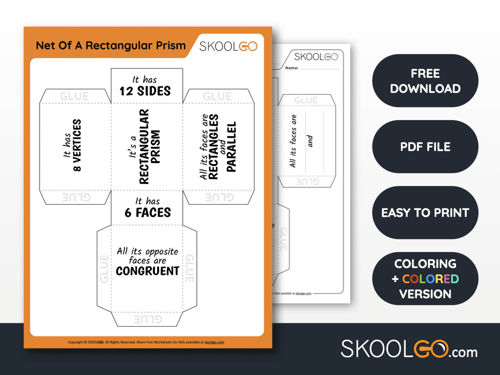Net Of A Rectangular Prism - Free Worksheet - SKOOLGO