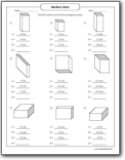 Surface Area of a Rectangular Prism Worksheets