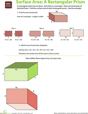 Find the Surface Area: Rectangular Prism | Worksheet 