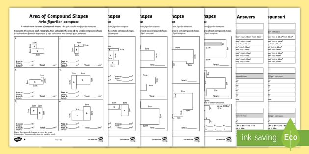 Area of Composite Rectilinear Shapes Differentiated Worksheets