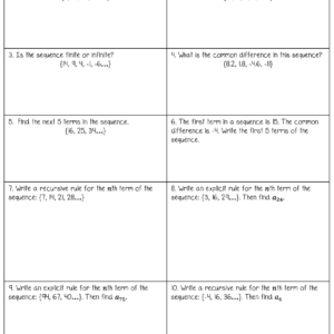 Free recursive and explicit formulas worksheet, Download Free recursive ...