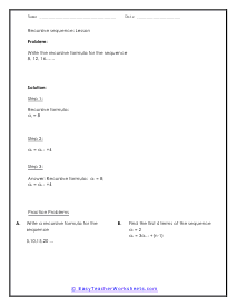 Recursive Sequence Worksheets - Worksheets Library