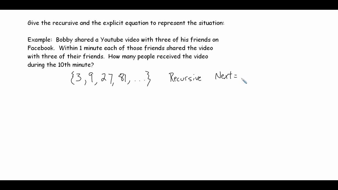 Explicit & Recursive Word Problems (examples, solutions, lessons ...