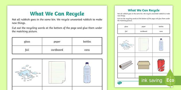 What We Can Recycle Worksheet (teacher made) - Twinkl