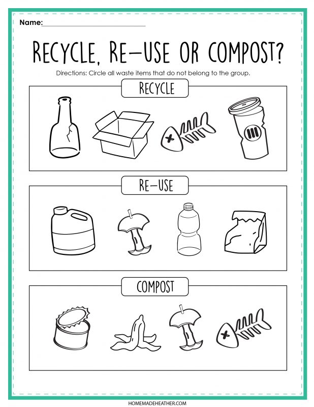recycling for kids worksheet