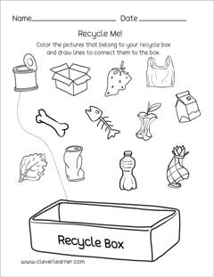 recycling worksheet for preschool