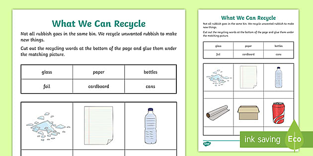 recycling worksheet