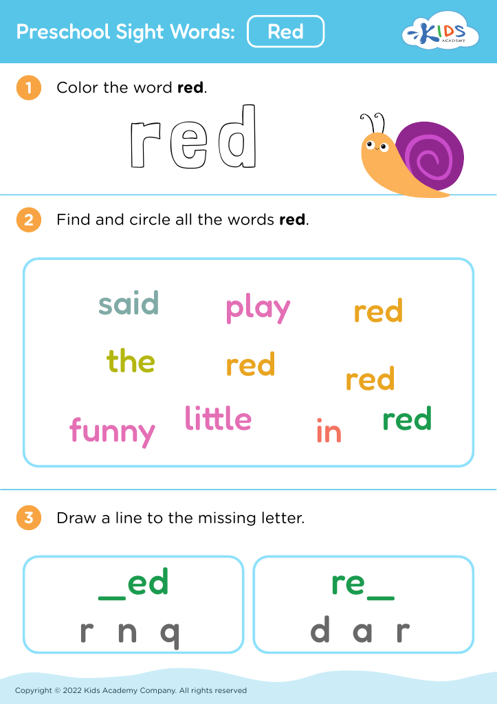 Red Color Sheet Printable Free PDF, Color Red Worksheet for ...